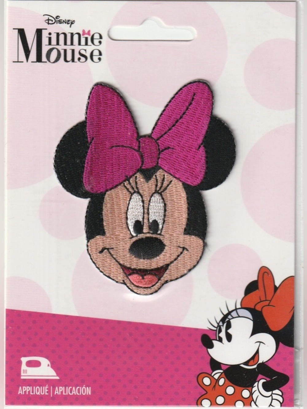 Disney MINNIE MOUSE Pink Bow Iron On Applique NEW - Picture 2 of 3